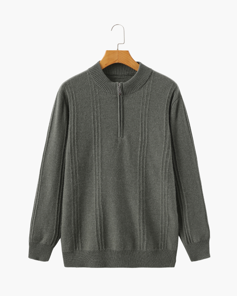 Heritage Cashmere Ribbed Half Zip