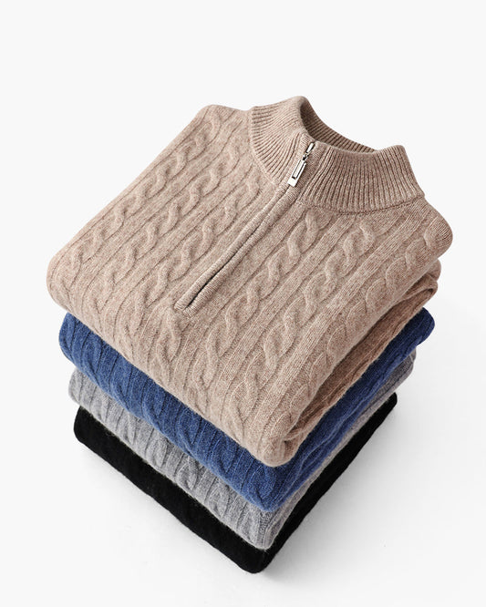 Heritage Cashmere Woven Half Zip