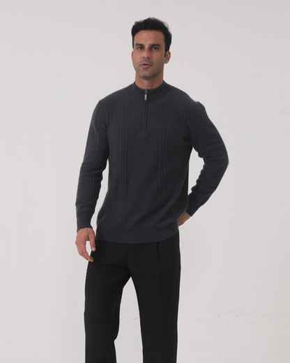 Heritage Cashmere Ribbed Half Zip