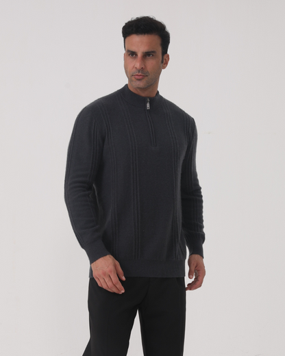 Heritage Cashmere Ribbed Half Zip